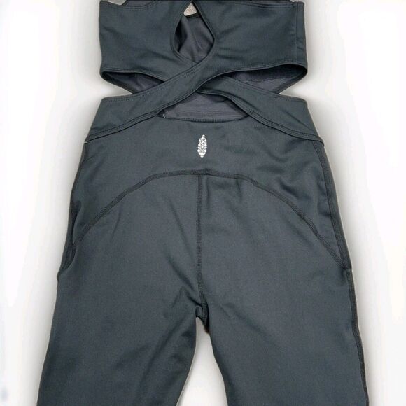 Free People Movement Back It Up Romper Jumpsuit Bodysuit Leotard Black Sz XS NWT - Picture 6 of 9